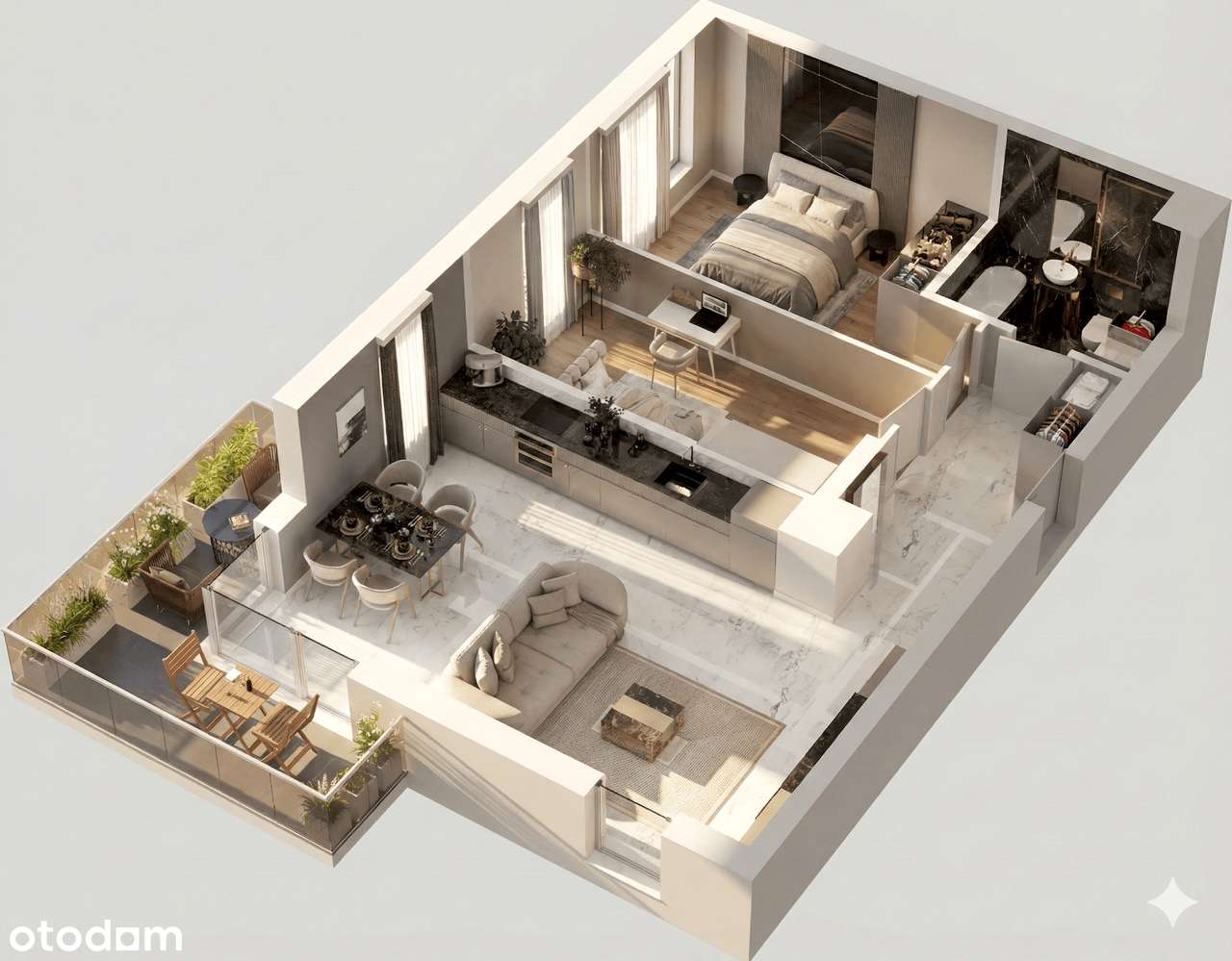 3 pokoje 66.4 m2 + balkon 10.3 m2 | Ursynów | 0% prowizji / 0% PCC - Pełny obrazek: 4/5