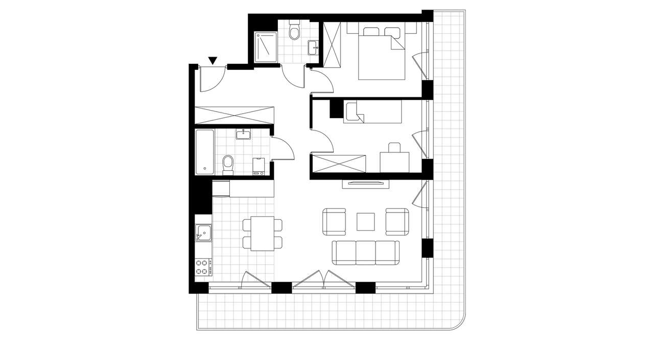 3-pokojowe mieszkanie 60m2 + taras Bezpośrednio - Pełny obrazek: 3/8