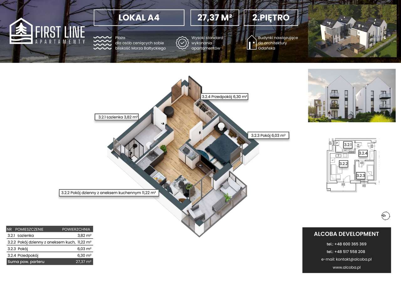 First Line Apartamenty | mieszkanie 2-pok. | A4 - Pełny obrazek: 2/7