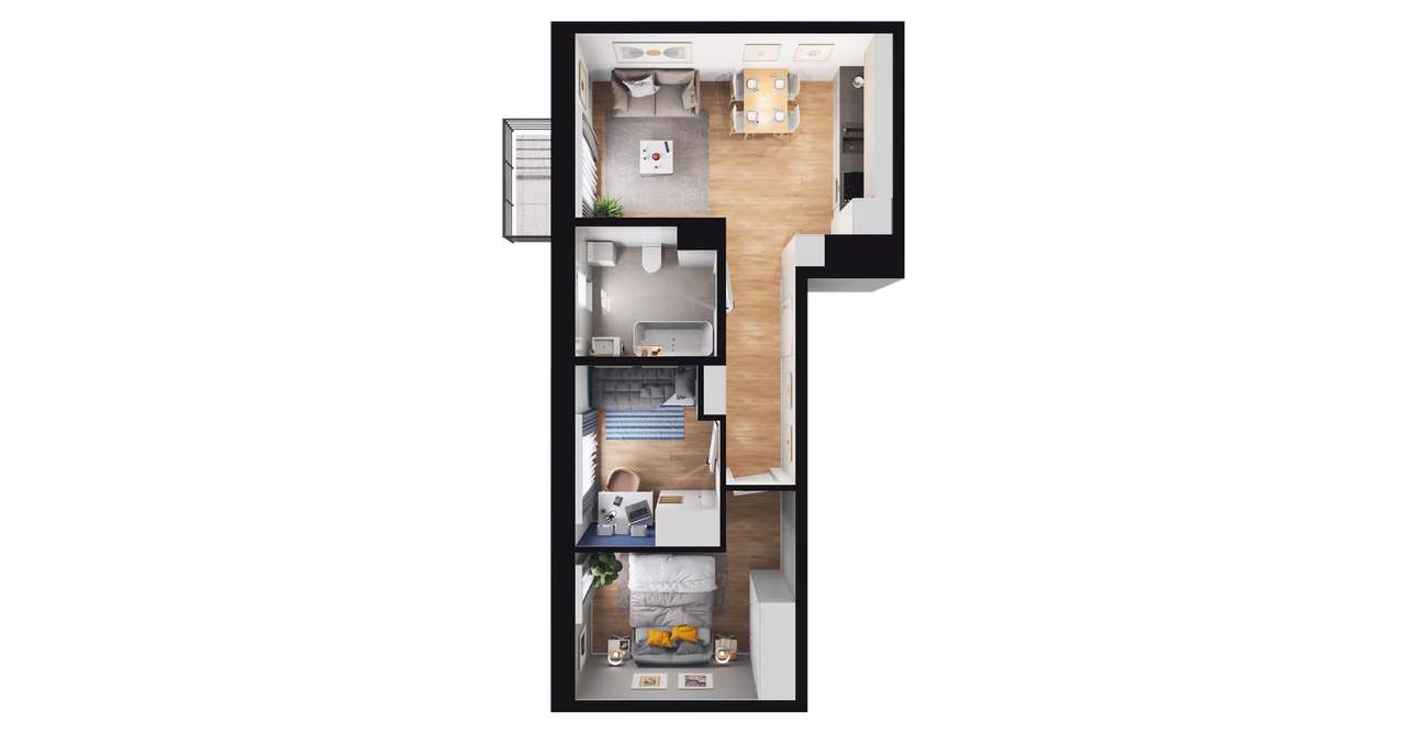 3-pokojowe mieszkanie 50m2 + balkon Bez Prowizji - Pełny obrazek: 2/8