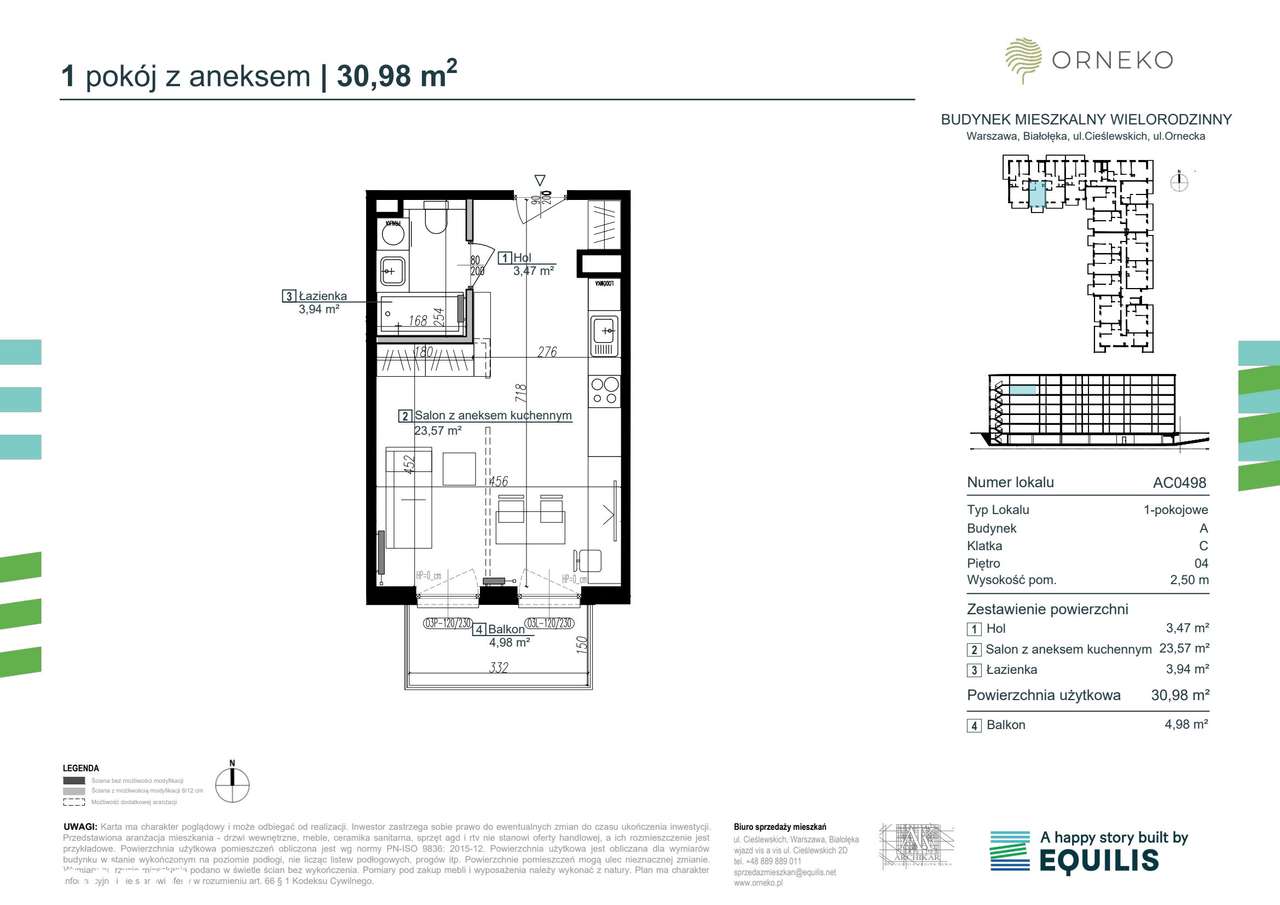 1-pokojowe mieszkanie 30m2 + balkon Bez Prowizji - Pełny obrazek: 2/7