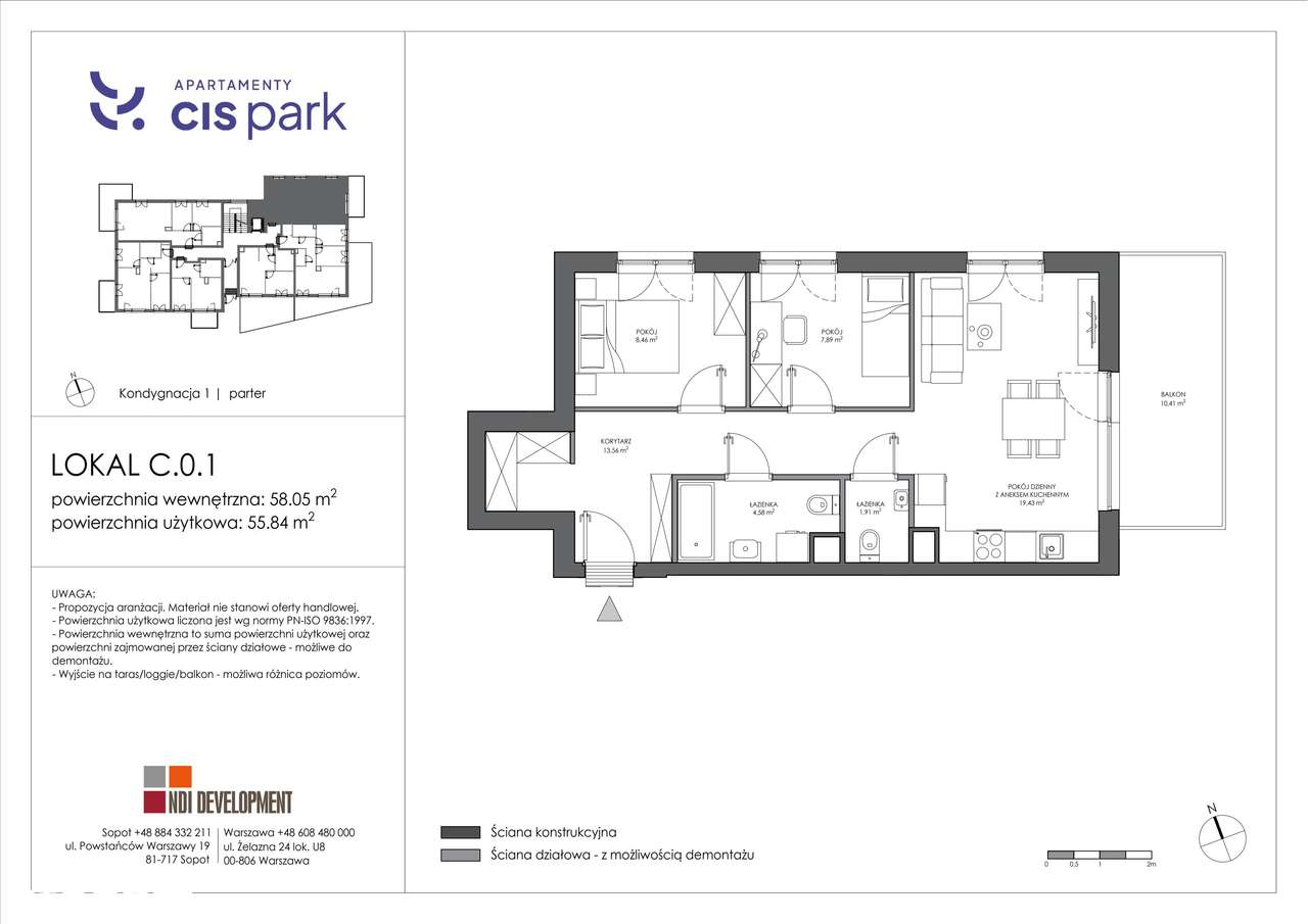 3-pokojowe mieszkanie 56m2 + balkon - Pełny obrazek: 2/9