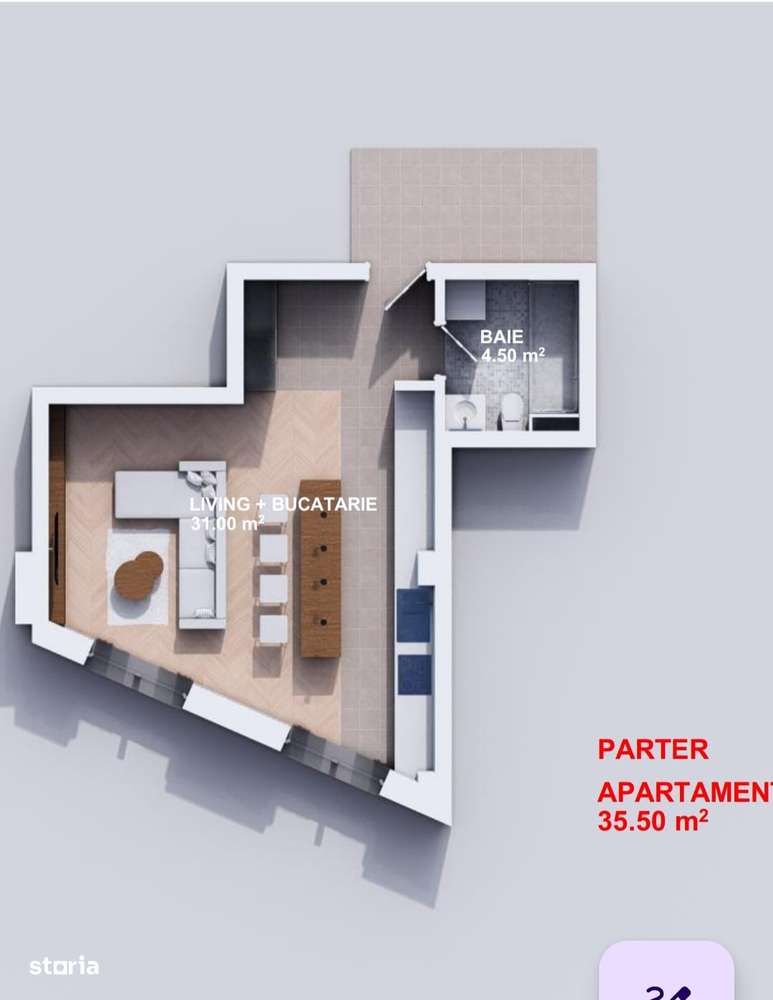 Apartament 1 camere Visani 45000 euro - Imagine principală: 4/8