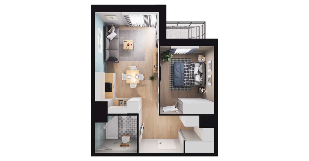 2-pokojowe mieszkanie 38m2 + balkon Bezpośrednio - Pełny obrazek: 2/6