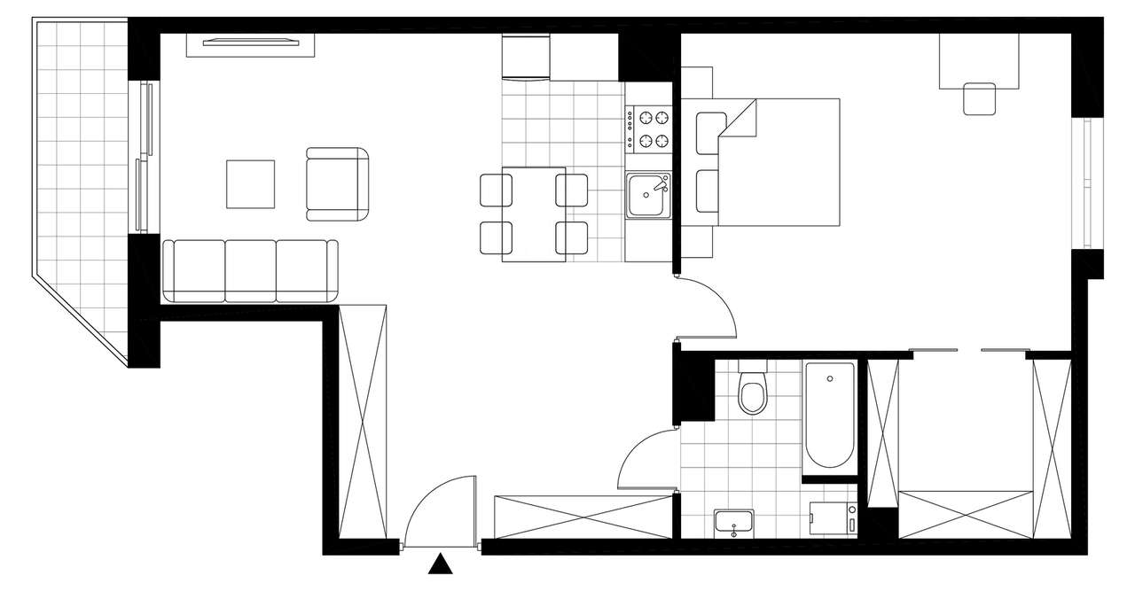 2-pokojowe mieszkanie 66m2 + loggia Bezpośrednio - Pełny obrazek: 3/8