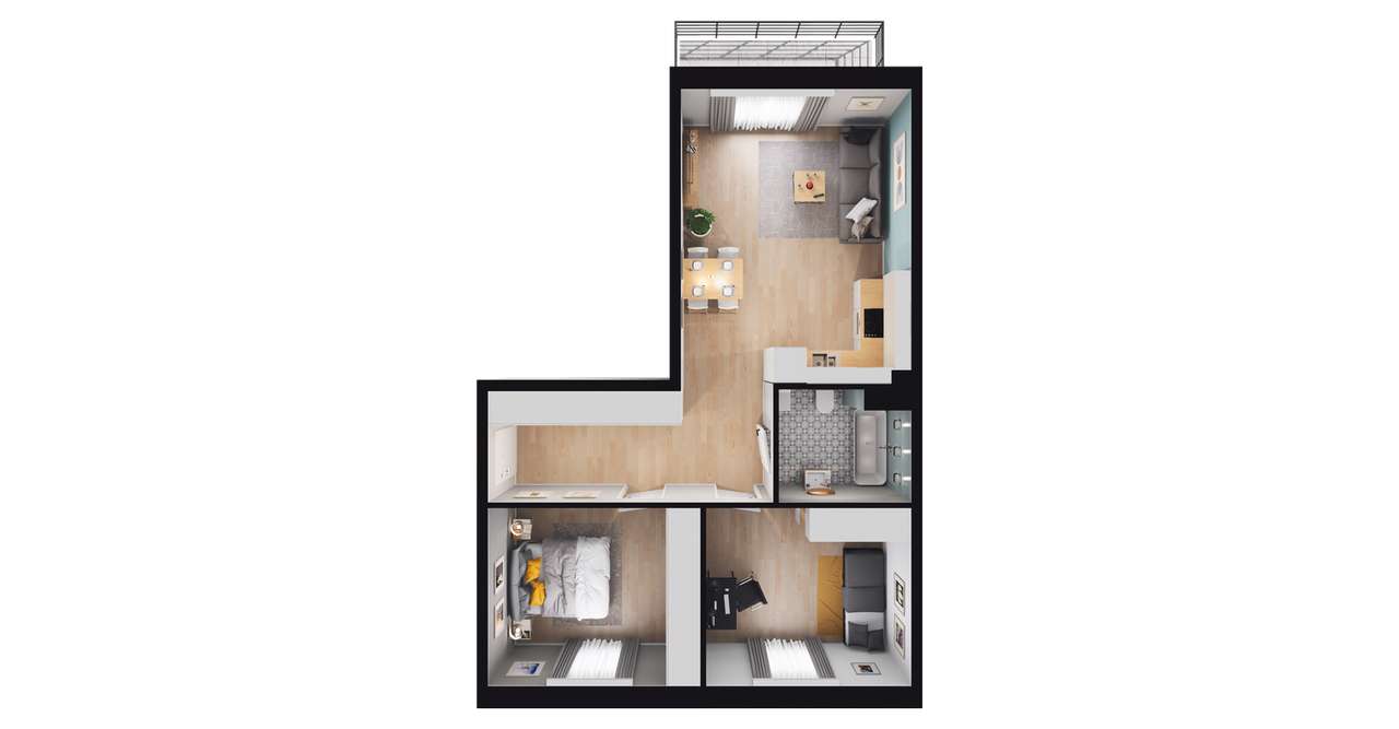 3-pokojowe mieszkanie 58m2 + balkon Bezpośrednio - Pełny obrazek: 2/8