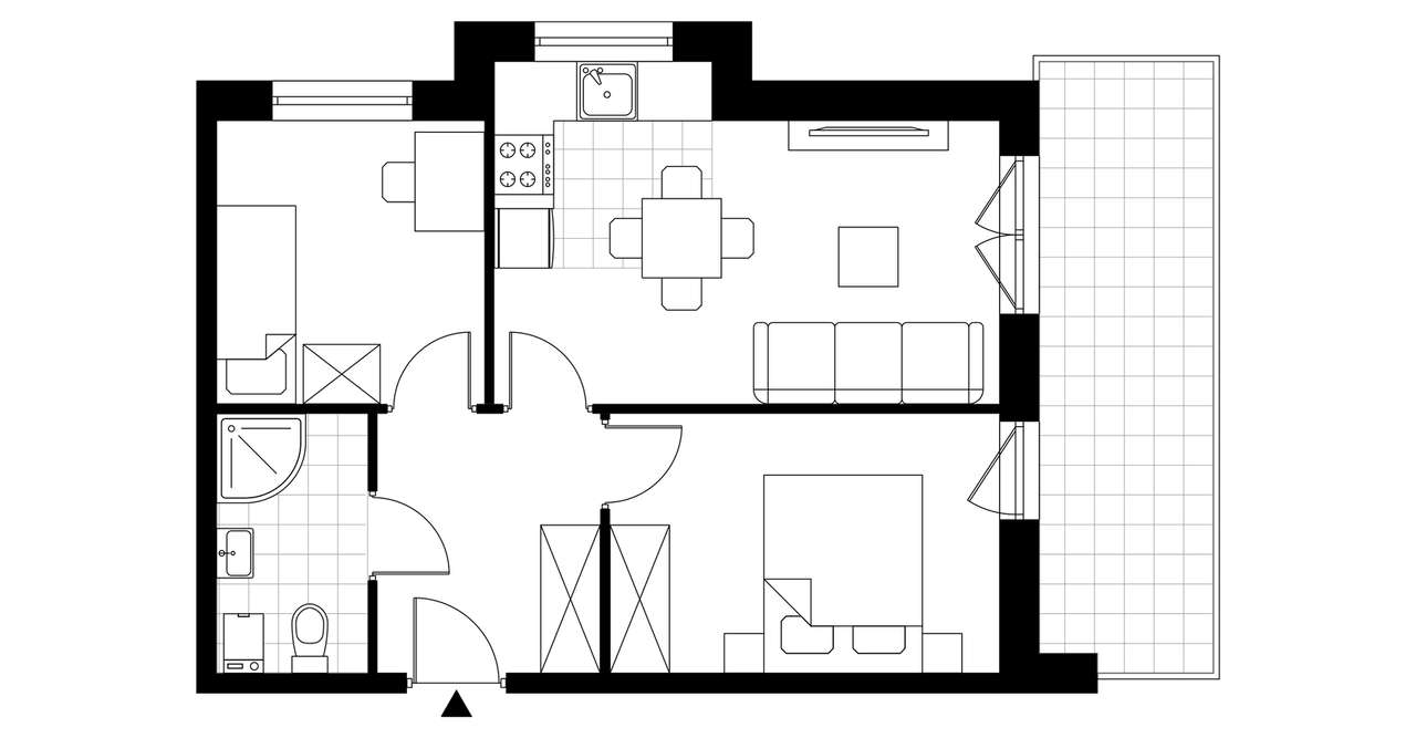 3-pokojowy apartament inwestycyjny 42m2 + balkon - Pełny obrazek: 3/5