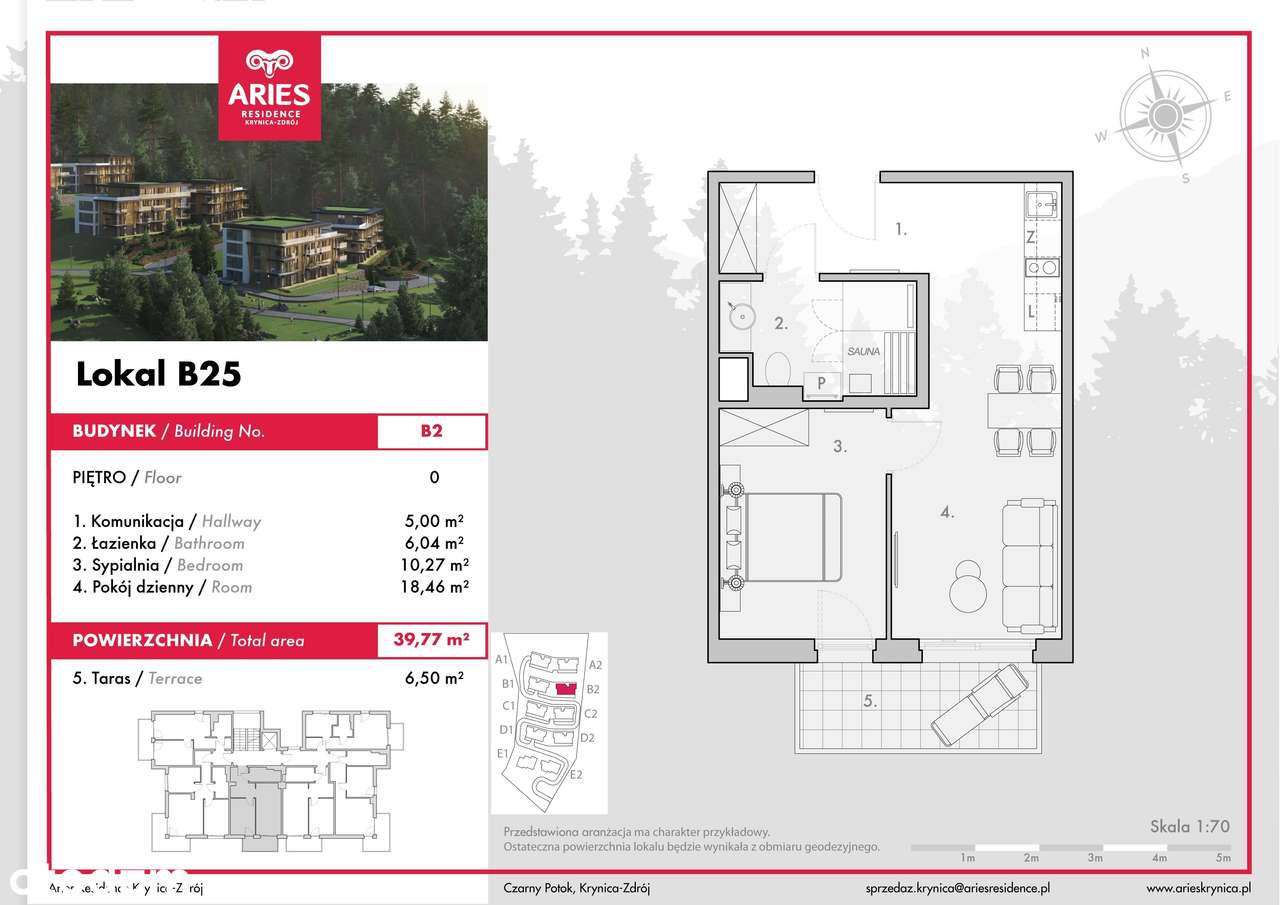 Apartament 39 m2 obok stoku narciarskiego Jaworzyna Krynicka (lokal B25)