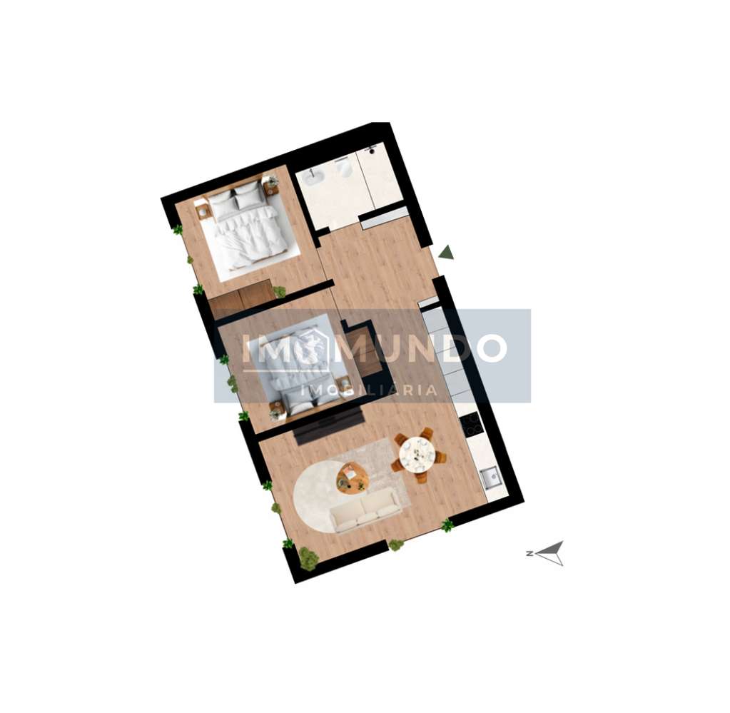 T2 Novo com Vista para Jardim Privado - Condomínio Fechado no Porto-10