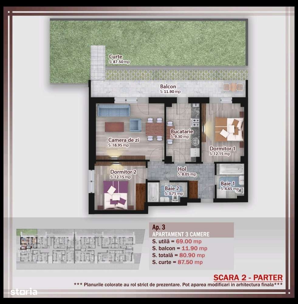 Apartament 3 camere cu gradina propria 90mp, Pallady Titan, M Teclu