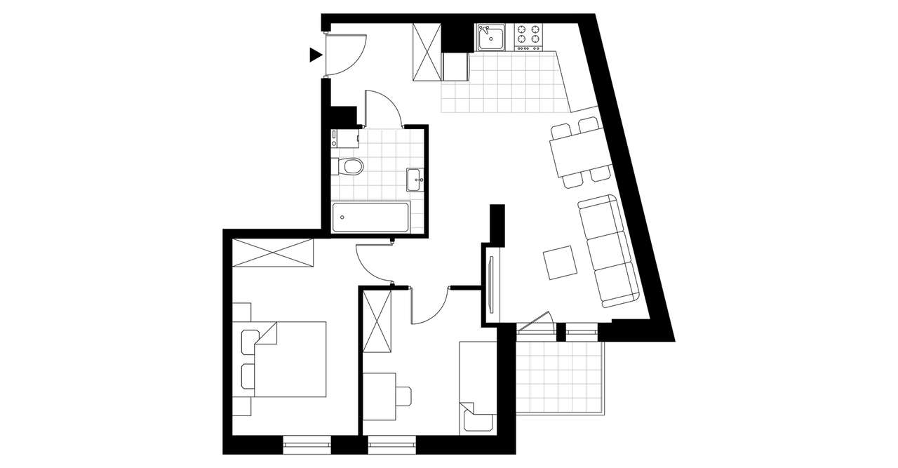 1-pokojowe mieszkanie 53m2 + balkon Bezpośrednio - Pełny obrazek: 2/7