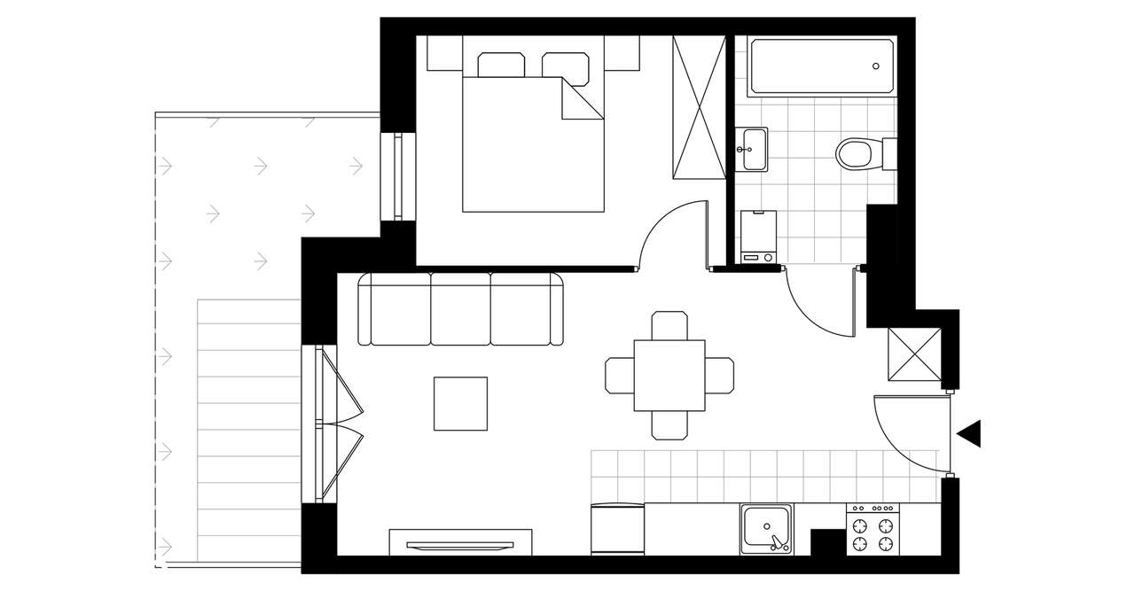 2-pokojowe mieszkanie 35m2 + ogródek Bez Prowizji - Pełny obrazek: 3/6