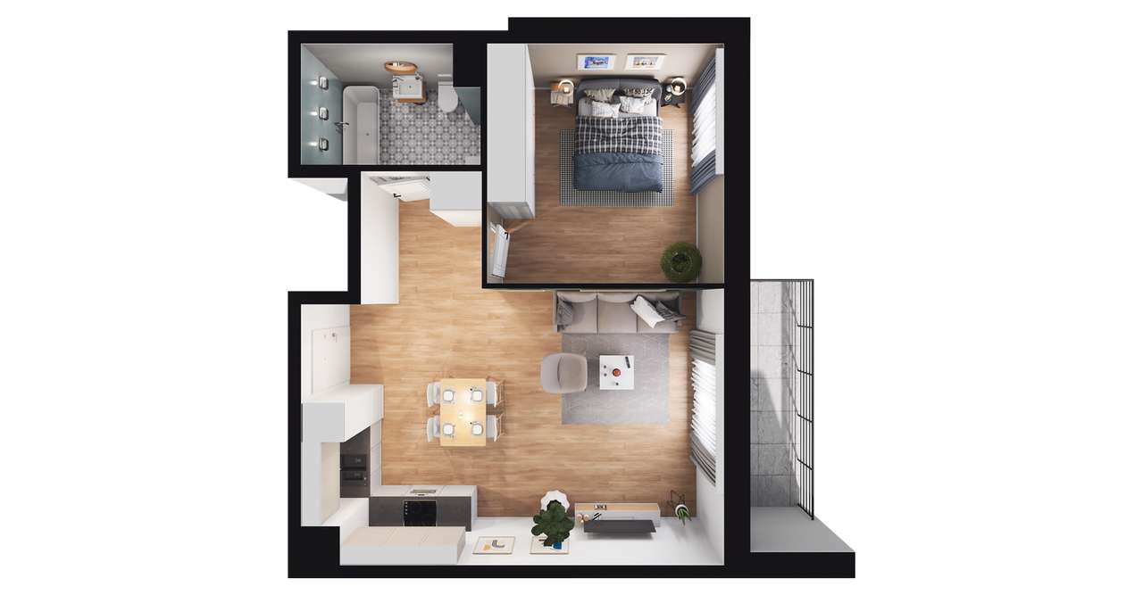 2-pokojowe mieszkanie 47m2 + balkon Bez Prowizji - Pełny obrazek: 2/8