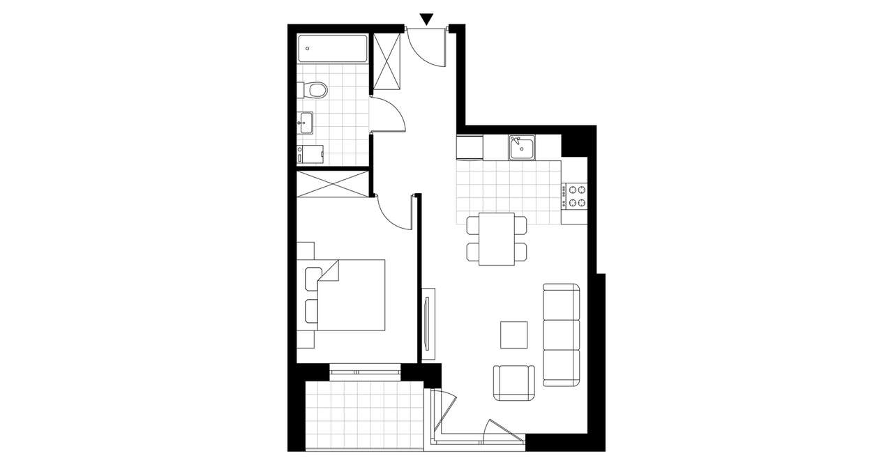 2-pokojowe mieszkanie 47m2 + loggia - Pełny obrazek: 3/8