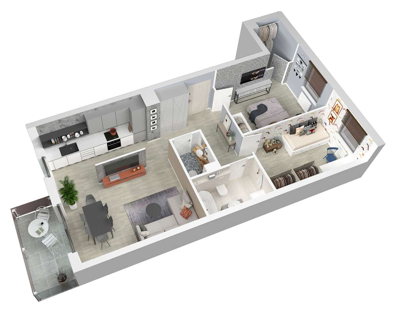 61 m2 Pruszcz Gdański (Rotmanka) - 3 pokoje - 1 piętro - e. południowa - Pełny obrazek: 4/5