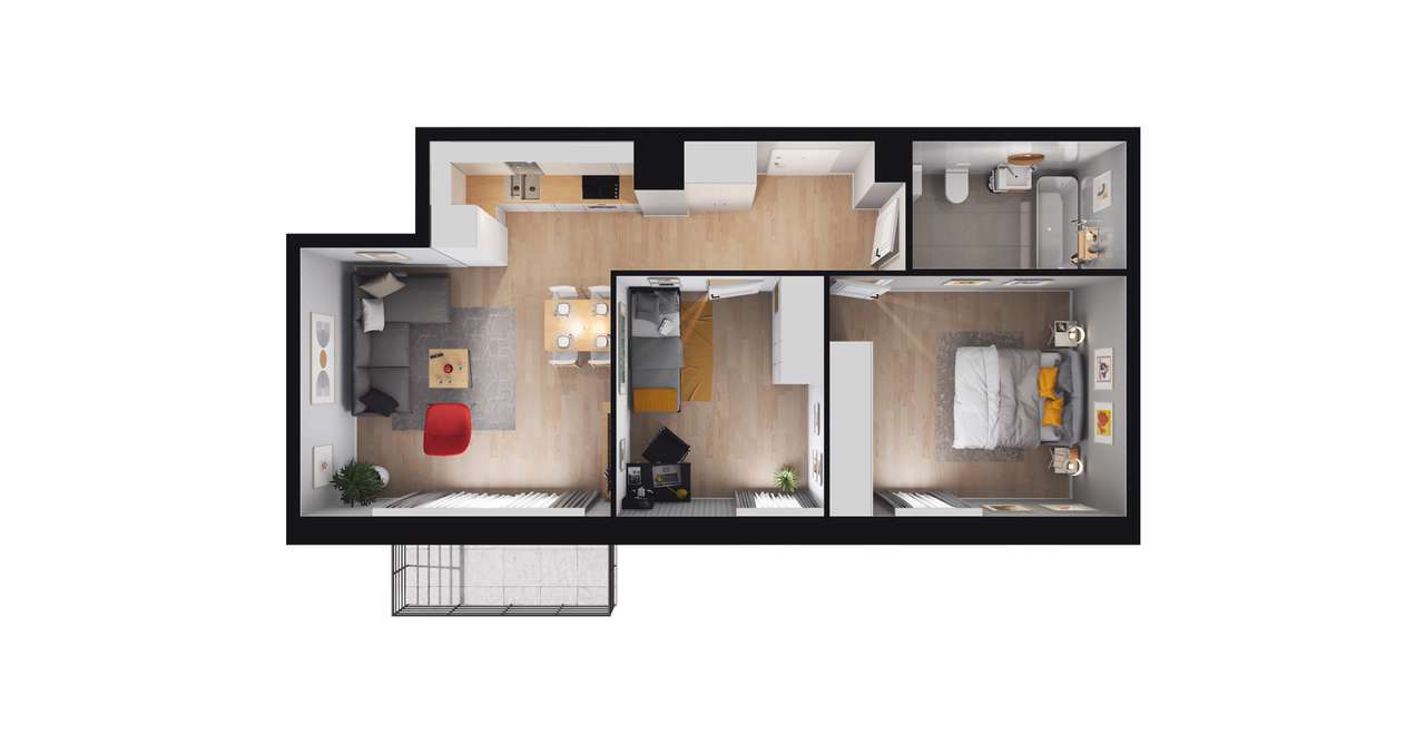 3-pokojowe mieszkanie 54m2 + balkon Bez Prowizji - Pełny obrazek: 2/8