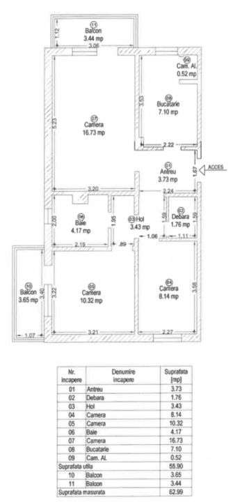 Apartament 3 camere renovat, decomandat, zona Lipovei, strada Holdelor-14