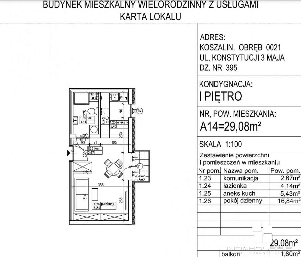 Nowa kawalerka z balkonem  w centrum miasta - Pełny obrazek: 3/6