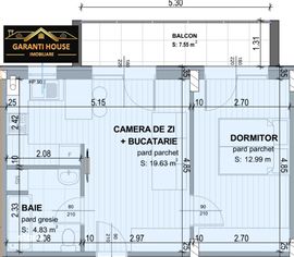 Bloc nou, etaj 1, apartament 2 camere + loc de parcare, 55 000€