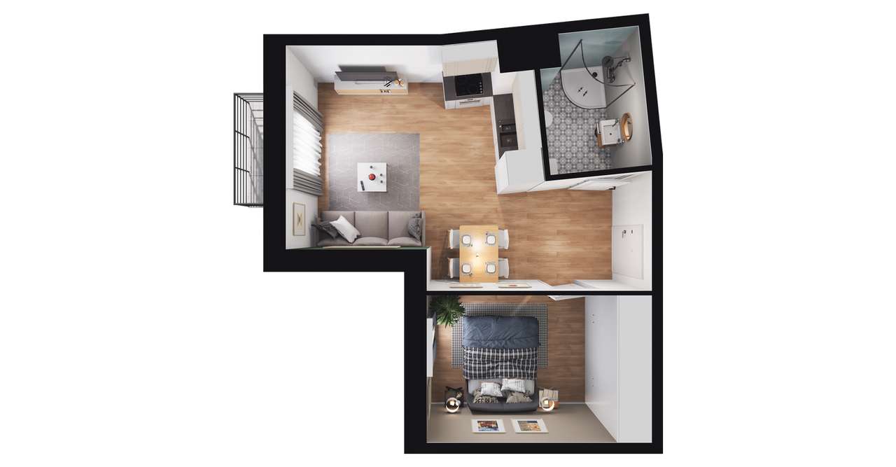 2-pokojowe mieszkanie 36m2 + balkon Bezpośrednio - Pełny obrazek: 2/6