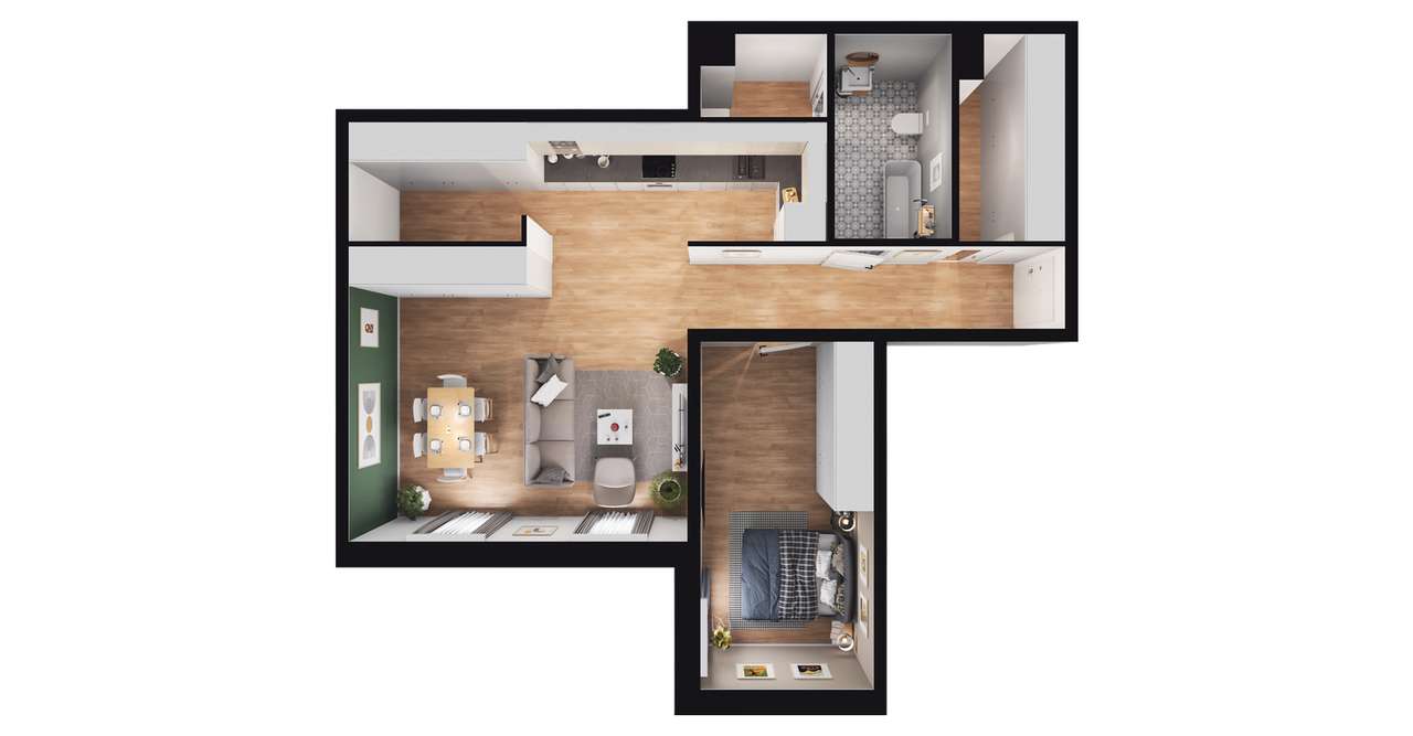 Faktoria Młyn | mieszkanie 2-pok. | B1.B2.P2.M21 - Pełny obrazek: 3/9