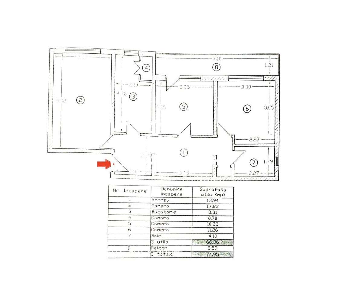 Apartament 3 camere, decomandat,  etaj 3/4, mobilat, zona Terezian - Imagine principală: 3/13