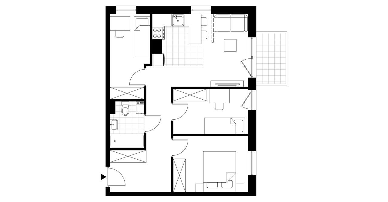 4-pokojowe mieszkanie 56m2 + balkon - Pełny obrazek: 3/8