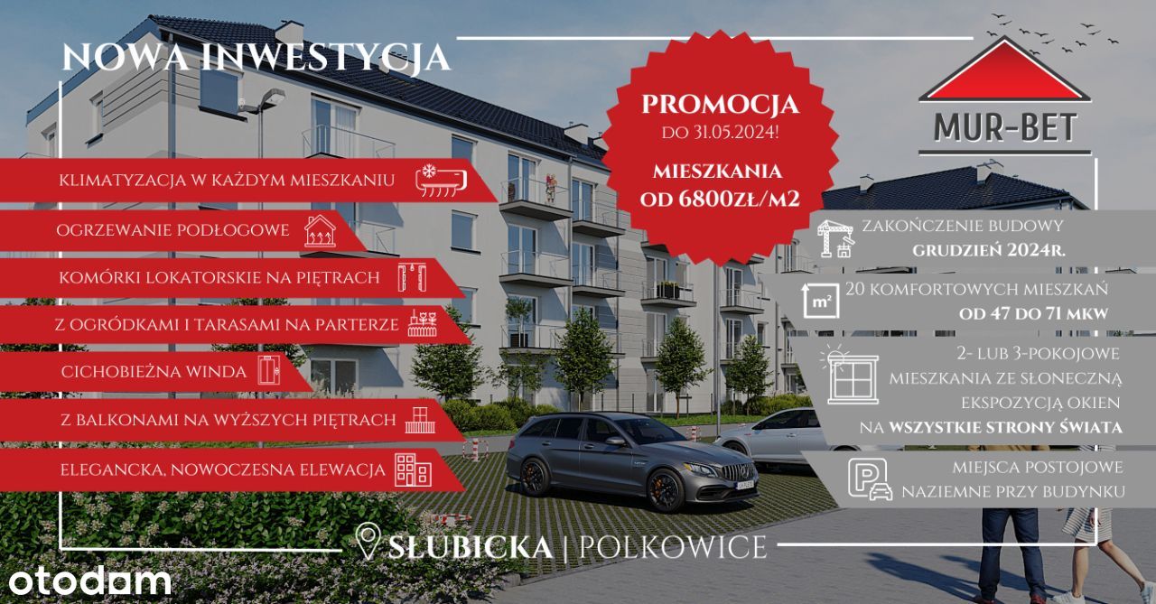 Mieszkanie na 1. piętrze - 2 pokoje | 48,96m2