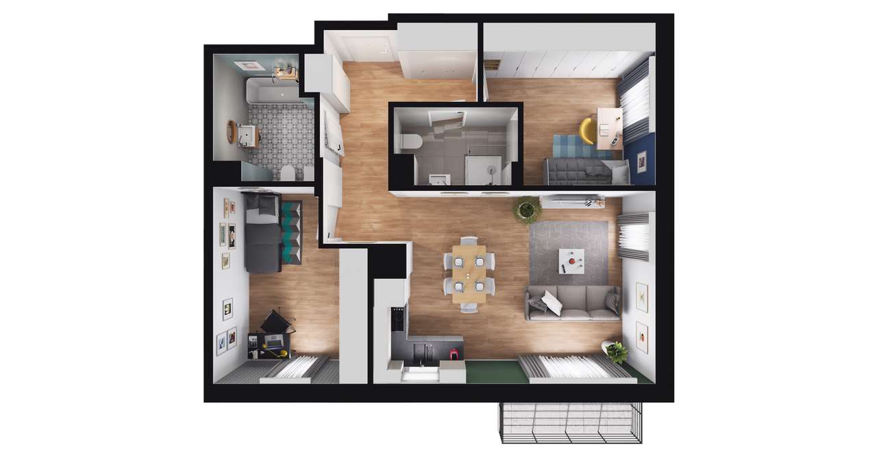 3-pokojowe mieszkanie 67m2 + balkon Bezpośrednio - Pełny obrazek: 2/8