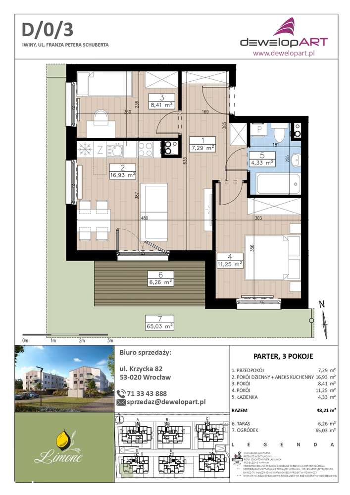 3-pokojowe mieszkanie 48m2 + ogródek Bez Prowizji - Pełny obrazek: 2/7