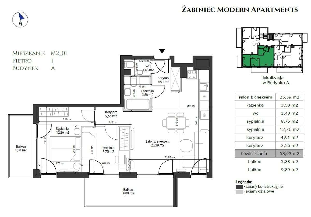ŻABINIEC  narożne 3 pokoje *2 balkony* standard premium - Ansicht 2