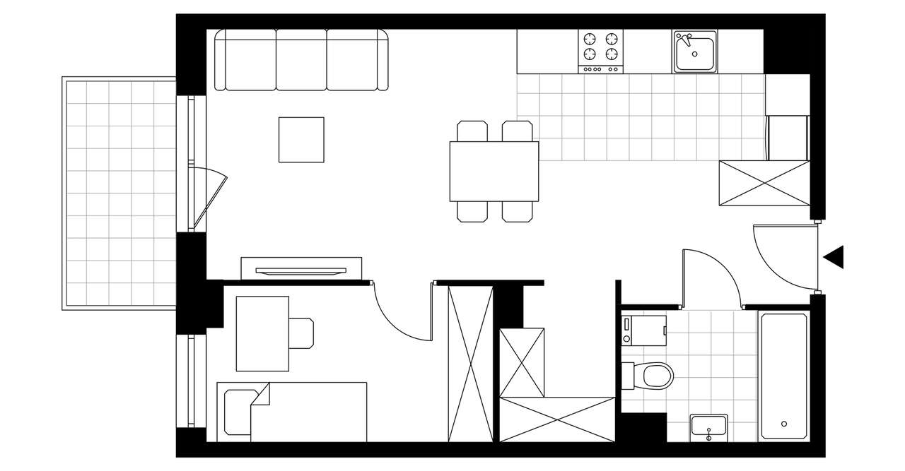 2-pokojowe mieszkanie 41m2 + balkon Bezpośrednio - Pełny obrazek: 3/8