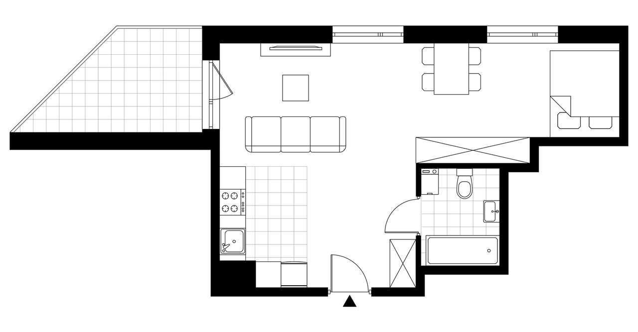 1-pokojowe mieszkanie 41m2 + balkon Bezpośrednio - Pełny obrazek: 3/8