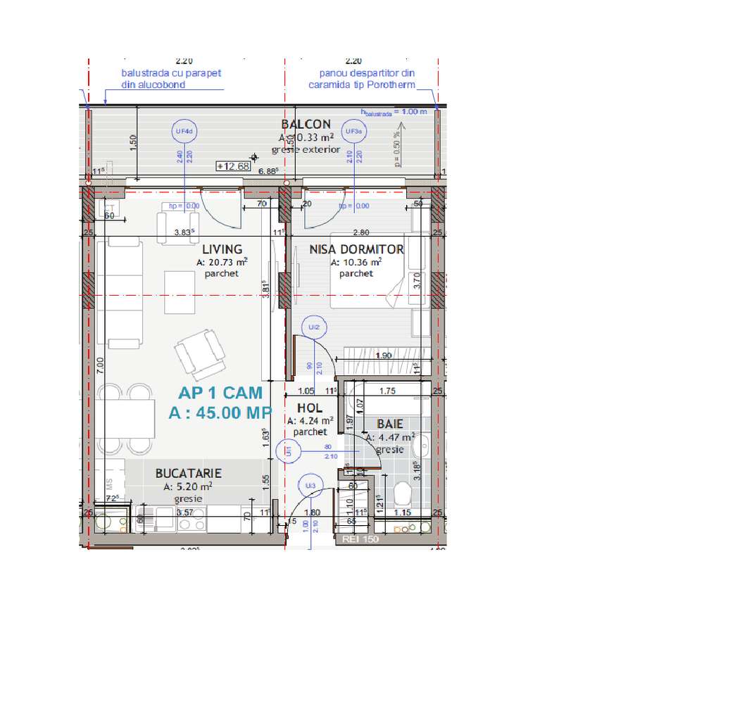 Comision 0% Apartament 2 camere, 45 mp + terasa 10.59 mp , Floresti - Imagine principală: 3/3