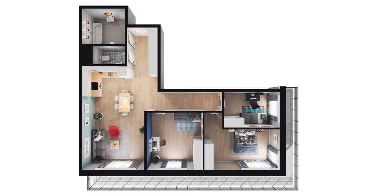 4-pokojowe mieszkanie 86m2 + balkon Bezpośrednio - Pełny obrazek: 2/8