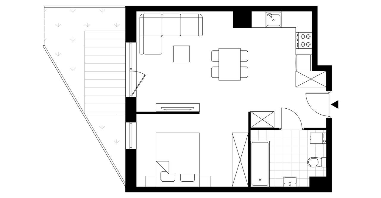 1-pokojowy apartament inwestycyjny 41m2 + ogródek - Pełny obrazek: 3/8