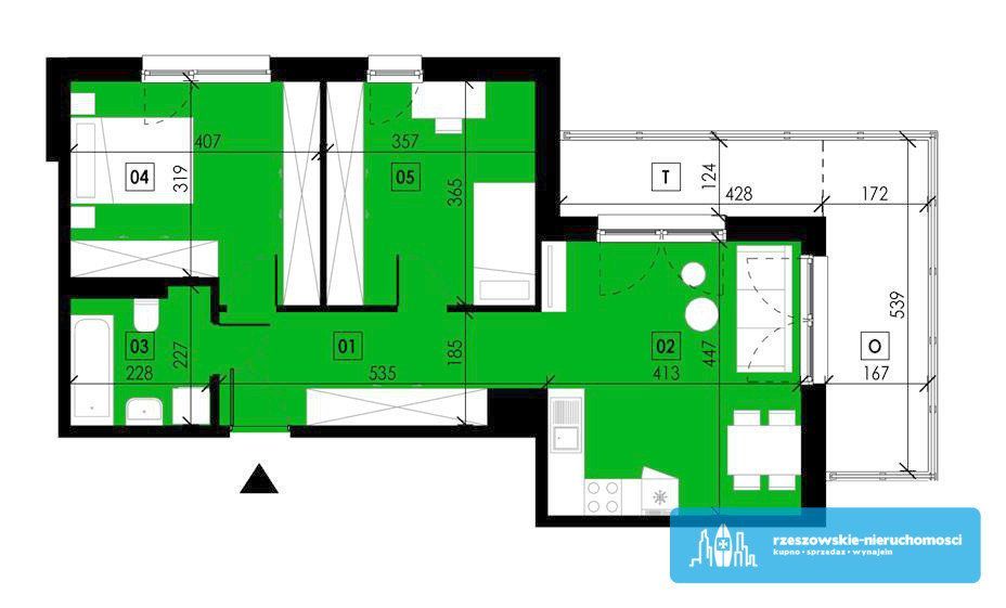 59 m2 / 3 Pokoje / Ogródek/ Garaż / Stan Dewelop