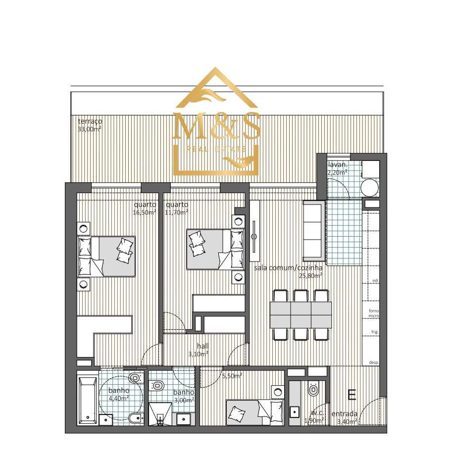 Apartamento T2+1 NOVO - 2 Lug.Garagem, Terraço - Maia-12