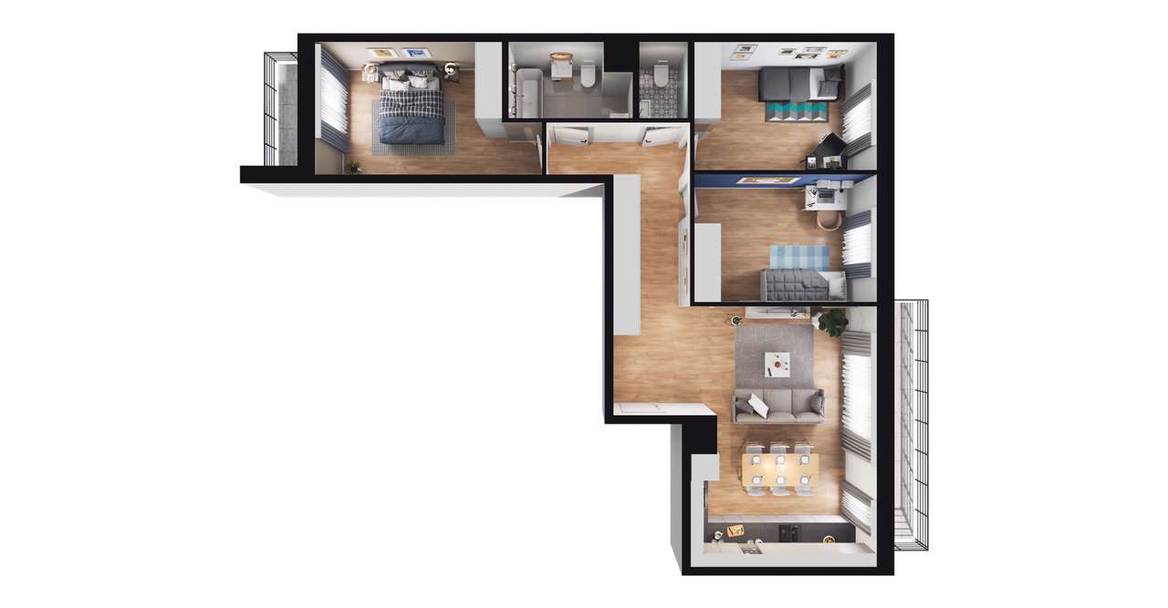 4-pokojowe mieszkanie 82m2 + balkon Bezpośrednio - Pełny obrazek: 2/7