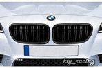 Grile duble pentru BMW F10 seria 5 M5 LCI look Negru Lucios sau Mat - 3
