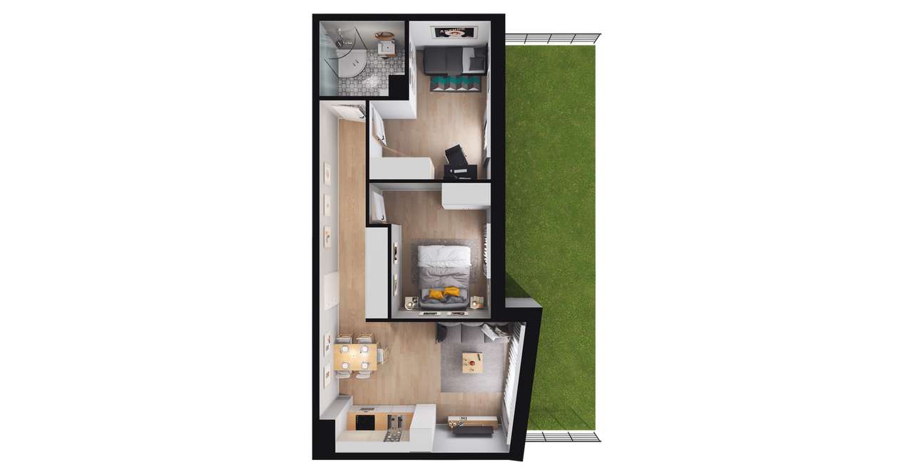 3-pokojowe mieszkanie 52m2 + ogródek Bez Prowizji - Pełny obrazek: 2/8