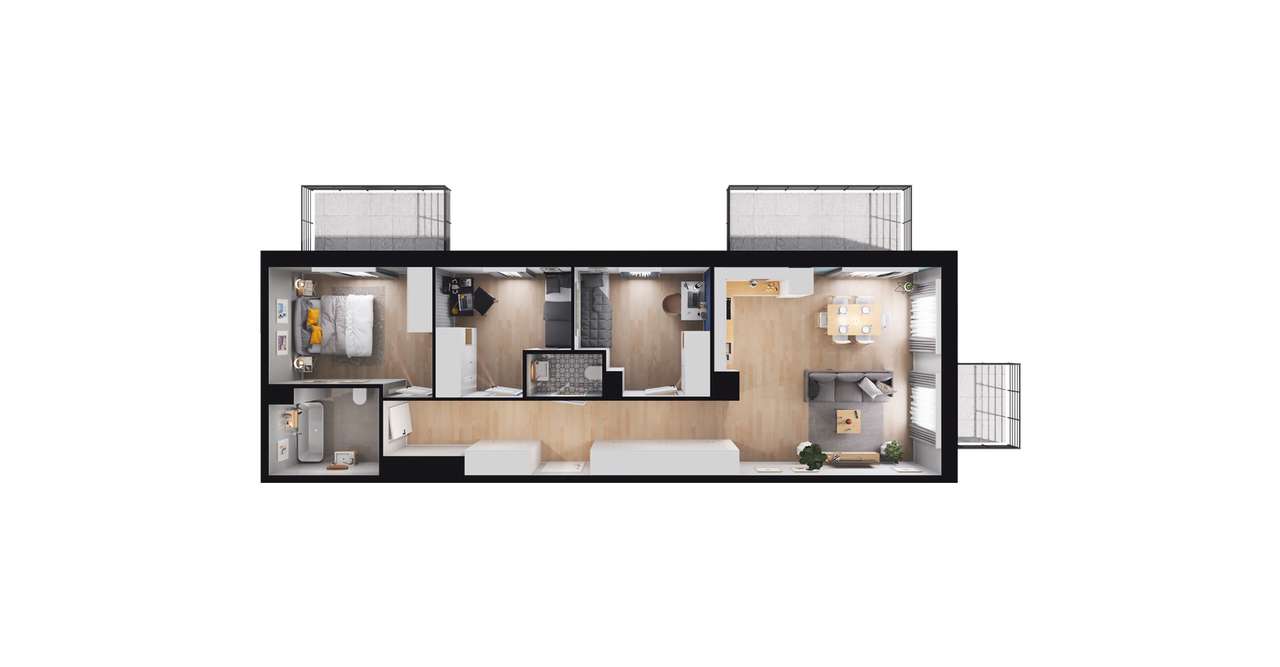 4-pokojowe mieszkanie 80m2 + 3 balkony - Pełny obrazek: 2/8