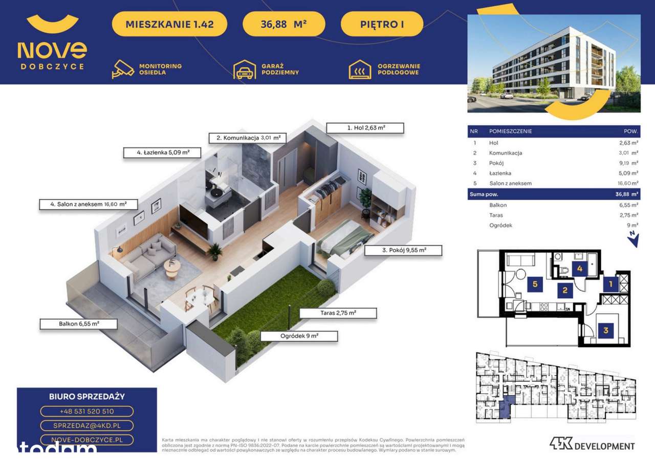 Nove Dobczyce | mieszkanie 2-pok. | 42 - Pełny obrazek: 2/7