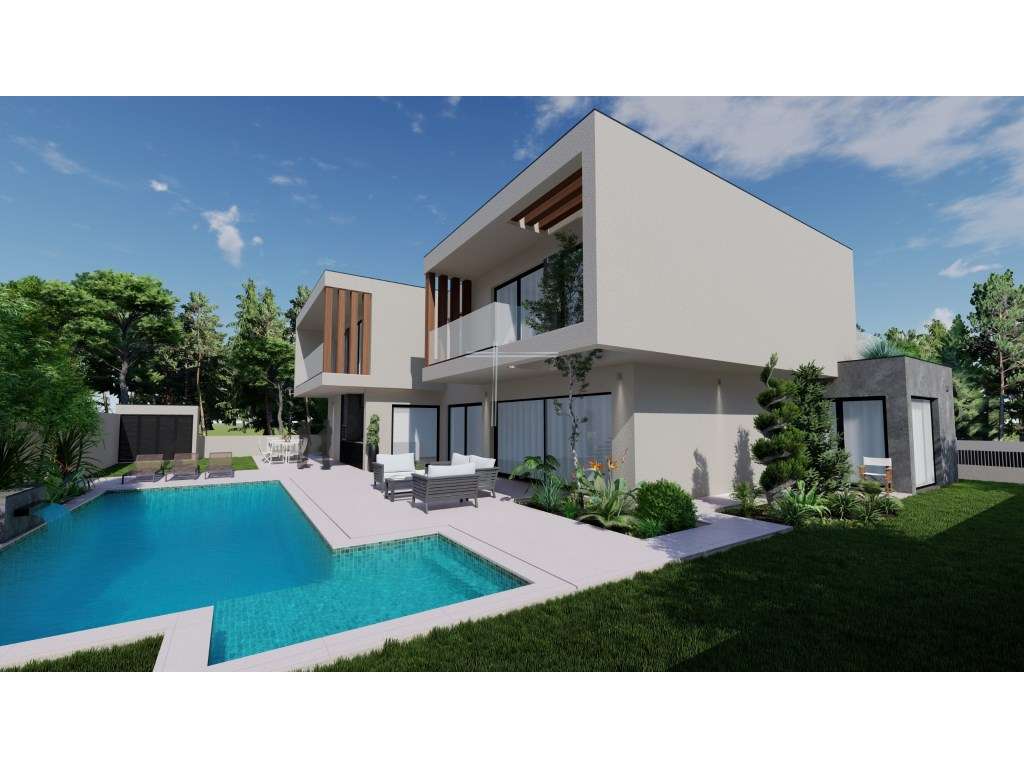 Moradia isolada T5, arquitetura contemporânea com garagem e piscina...-3