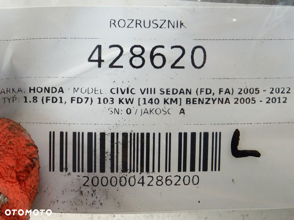 ROZRUSZNIK HONDA CIVIC VIII sedan (FD, FA) 2005 - 2022 1.8 (FD1, FD7) 103 kW [140 KM] benzyna 2005 - - 5