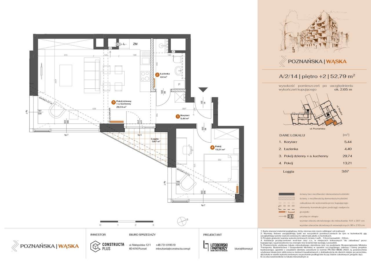 2-pokojowe mieszkanie 52m2 + loggia - Pełny obrazek: 2/7