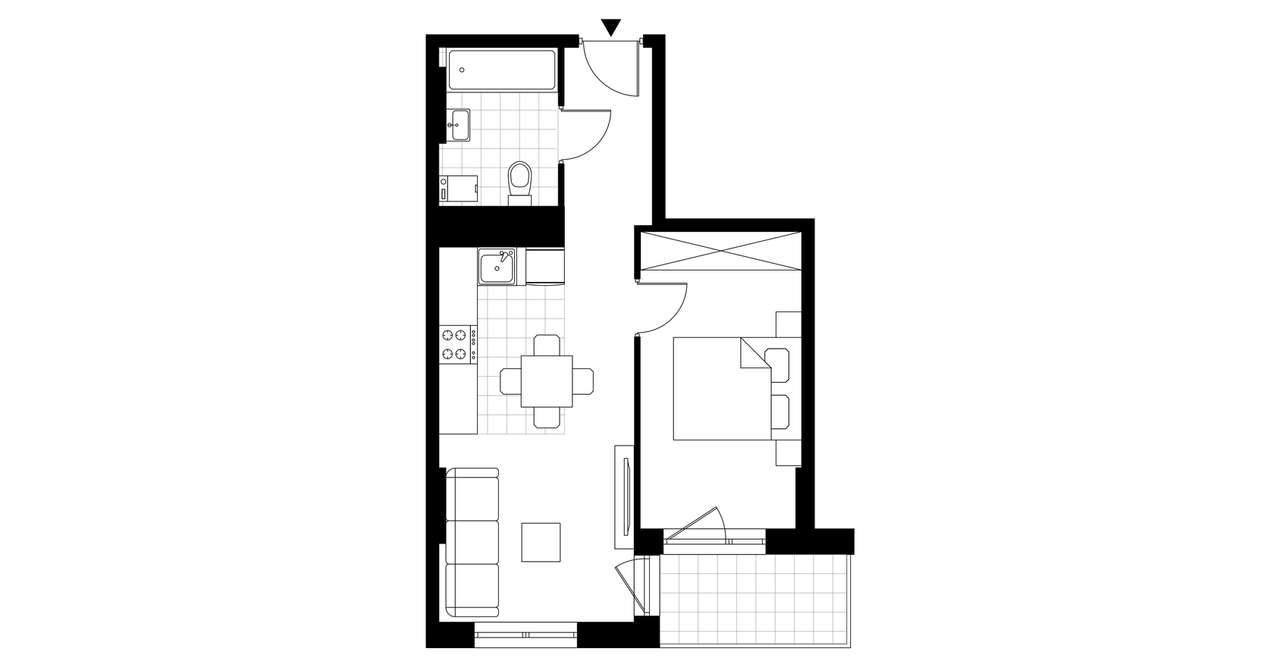 2-pokojowe mieszkanie 38m2 + loggia Bezpośrednio - Pełny obrazek: 3/8