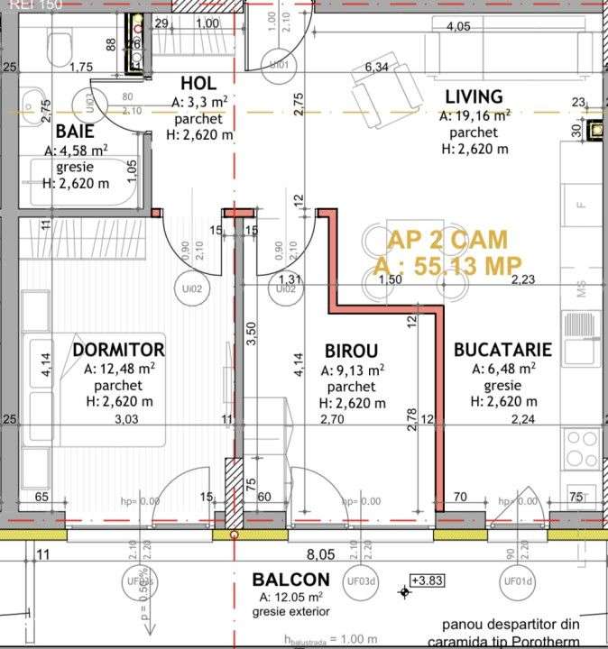 Apartament 2 Camere, 56mp, Zona Centrala - Imagine principală: 2/2