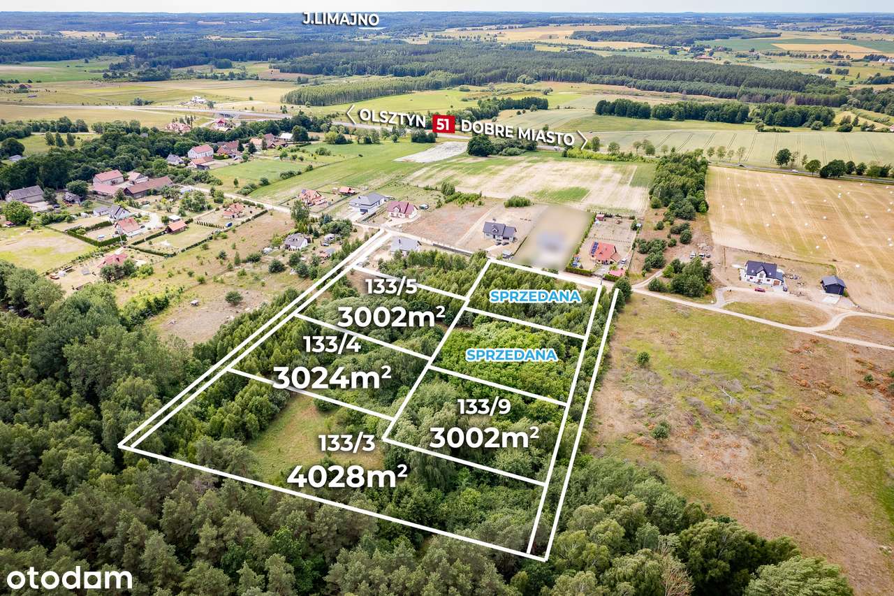 Działka budowlana 3002 m2 przy lesie Barcikowo Dobre Miasto-2