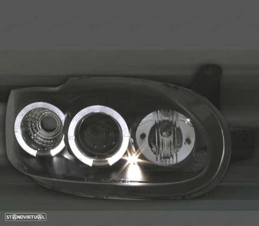 FARÓIS FRONTAIS ANGEL EYES PARA FORD ESCORT MK 6 E 7 FUNDO PRETO - 2